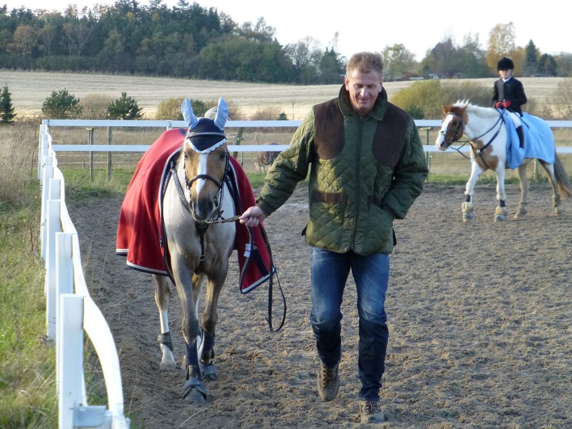Stævnebilleder fra Vestervang Rideklub!<3 - Farmand går med Lamse mens jeg går bane! :D billede 1