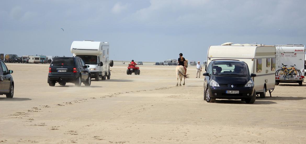 På ferie til Rømø - Freja og jeg imellem alle bilerne på Sønderstranden. billede 23
