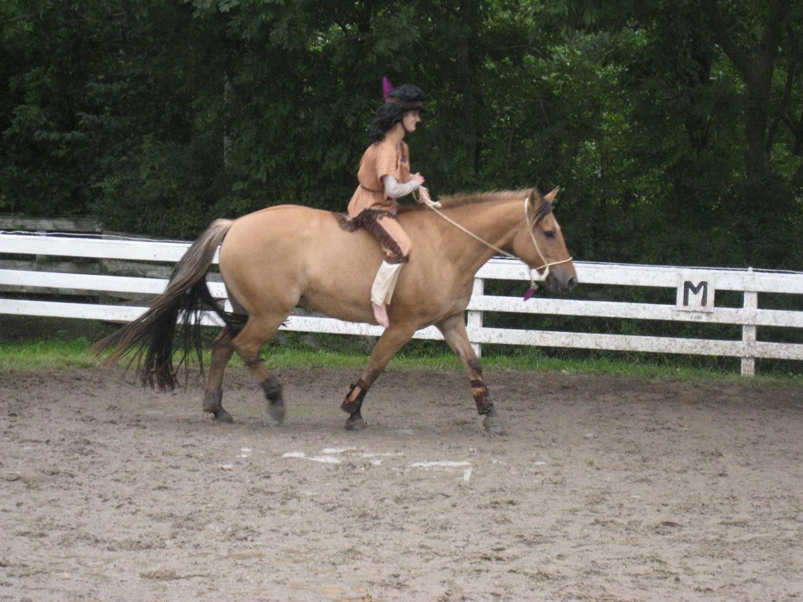 Kostumer jeg (og min lillesøster) har brugt gennem tiderne - Indianer. Der er brugt: mit indianerkostume som jeg har arbejdet på i mange år. et hovedtøj lavet af hampreb billede 7