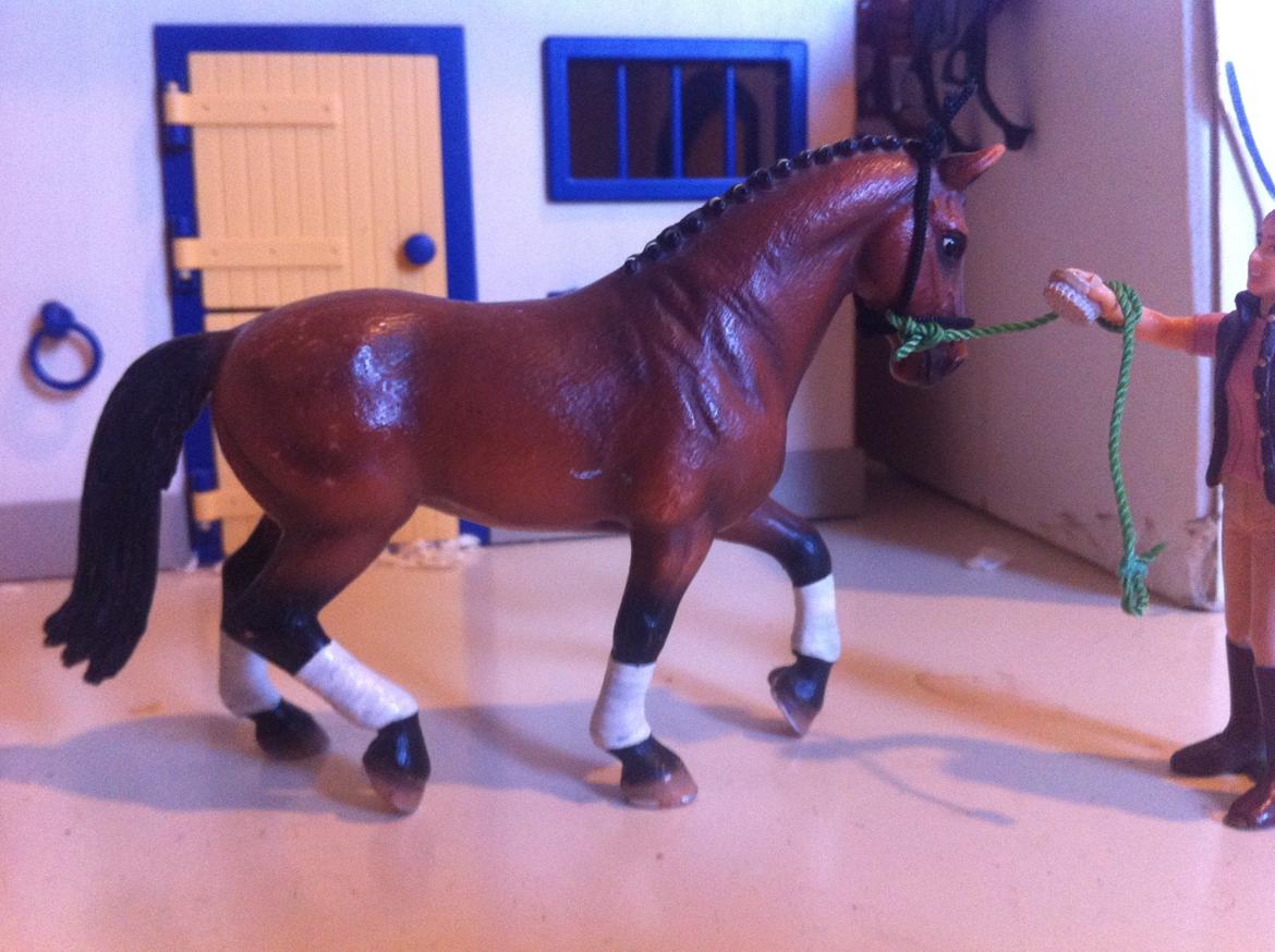 Mine Schleich Heste - Cassanova Køn:hoppe Alder:15 Race: DV Bruges til: har haft en ulykke så ikke stævne/ride hest længere :( Aflivet! billede 1