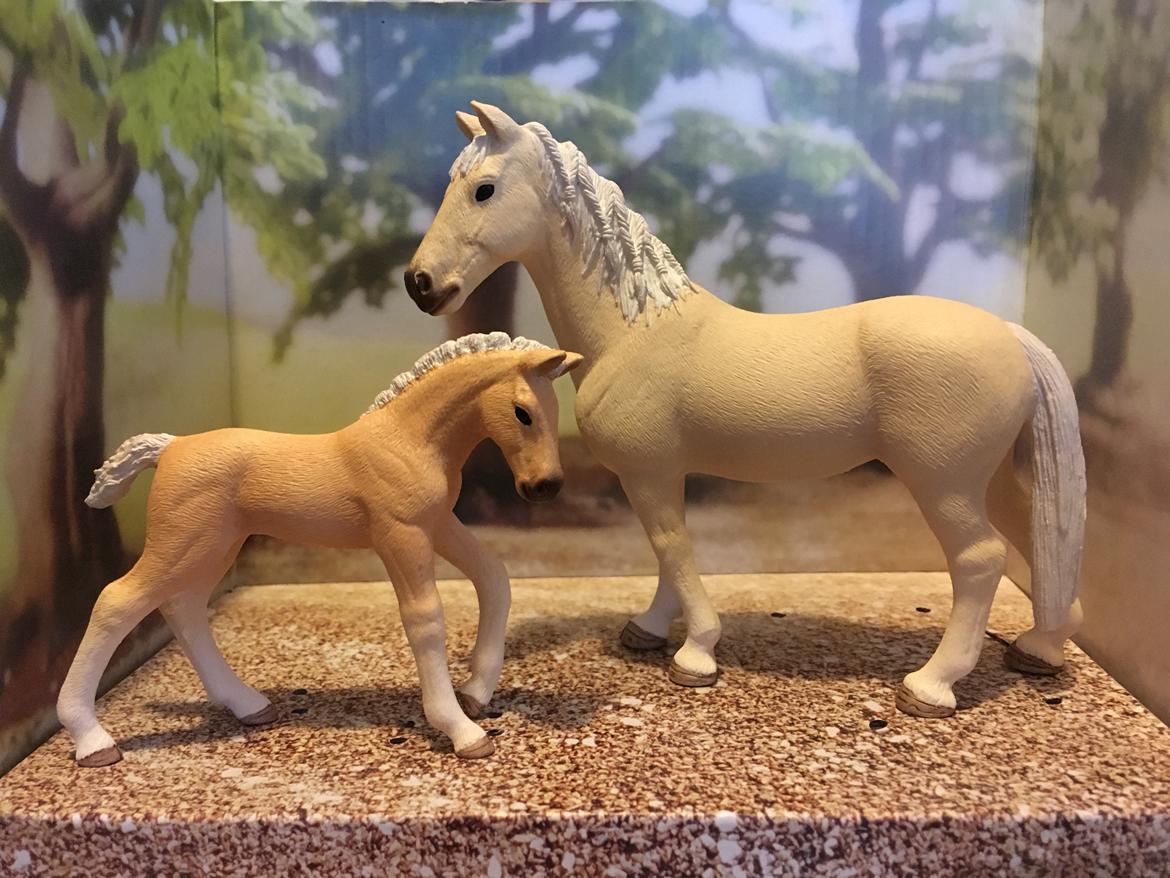 Mine Schleich Dyr - Navn: Serafina Race: Palomino Køn: Hoppe Alder: 15 år Navn: Hindbærgårdens Stormy Køn: hoppe Alder: 1 mdr. Stamtavle: Mor: Serafina Far: Colorado Boy billede 206