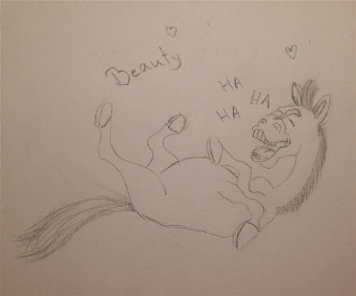 Mine tegninger - Dette er en tegning af CJ's hest Beauty, som griner. billede 8