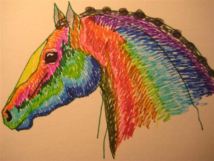 Tegninger  xD - 15} "regnbuehest" xD ... frit efter fantasien ;D vinter '08 . billede 16