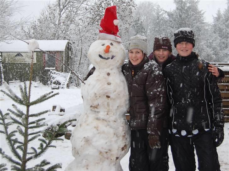"Fastelavn er mit navn ..."  Fastelavns billeder :'D - Det sneede rigtig meget, så selvfølgelig skulle der bygges en snemand !<3 d:

Fotograf: Rikke !<3 billede 94