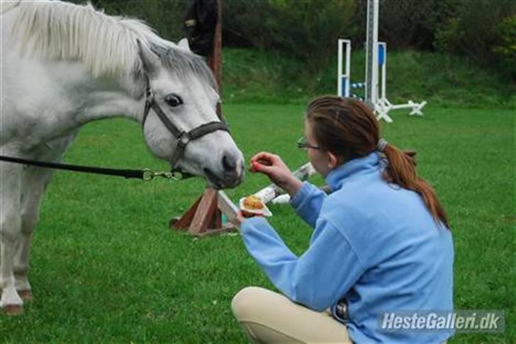 Morbus Scheuermann - min sygdom - Dete billede er næsten et år gammel, her ses det igennem en fleecetrøje. (Min pony Starlight der får lidt muffin, den dag jeg bestemmer mig for at købe hende) billede 7