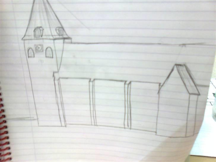 Mine tegninger <3 - Et potræt af Øsby Kirke. Den er ikke helt færdig men er aldrig kommet længere med den. billede 7