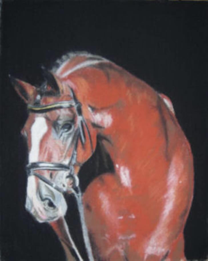 Tegninger, heste og et par hunde - Pastel på lærred billede 6