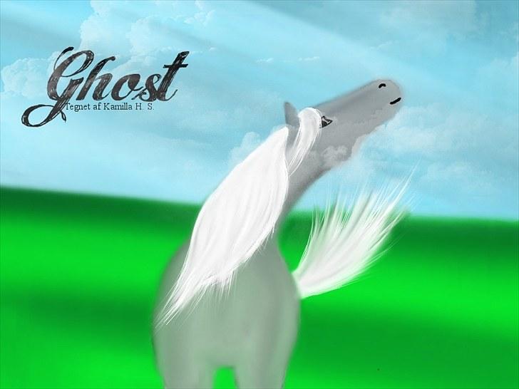 Mine hestetegninger på computeren :) - Er virkelig stolt over mig selv med denne tegning. Manen er belvet bedre end forventet! Denne findes også uden skyerne foran hesten. billede 29