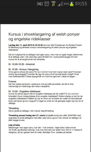 Klargøringsarrangement for Welsh ponyer.