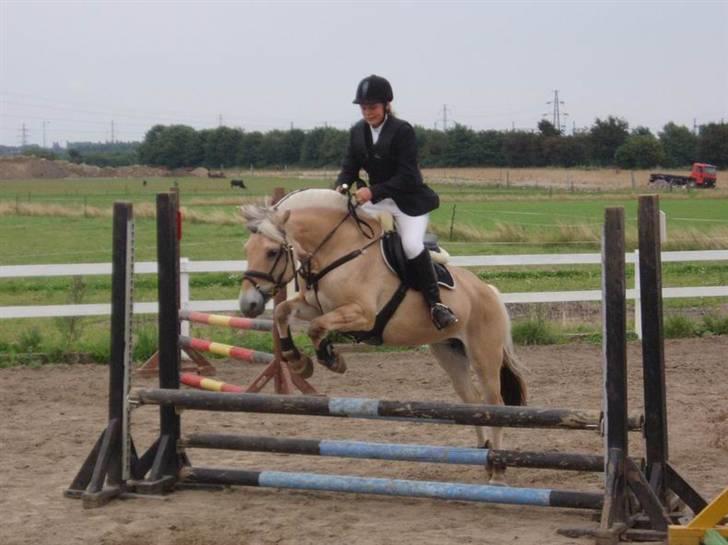 Fjordhest Højgaards Sandra *SOLGT* - Sandra og mig til vores første spring stævne, det ser ike ligge frem godt ud på det billed. SAVNET billede 2