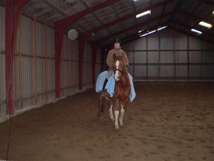 Arabisk fuldblod (OX) Tambour *SOLGT* - Tambour og mig på en ridetur i vores nye ridehus... billede 3