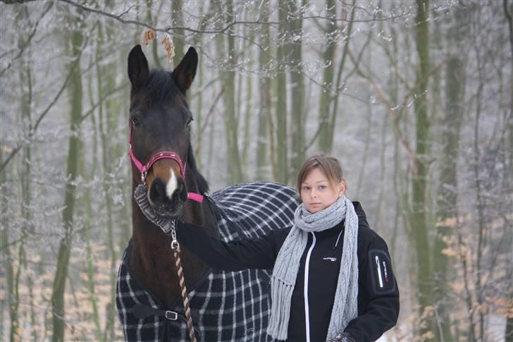 Dansk Varmblod Sandi  - Ét sidste billed af min smukke hest og jeg, taget en halv time før aflivning. :´( jeg vil aldrig glemme dig min tøs! du tog en del af mit hjerte med dig da du forsvandt! ingen vil nogensinde kunne tage din plads! <3 billede 1