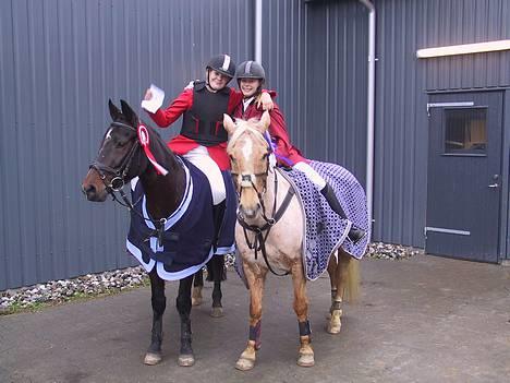 Palomino Lukas solgt :'( - Sofie, Jessie, Lukas og mig til stævne i hedensted :) Sofie fik 1.pladsen og jeg fik 2.pladsen :P billede 7