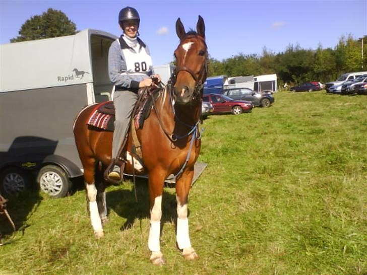 Anden særlig race Lille Karlshøj's Theo - Hans søde ejer Jette som sidder på ham i westernsadel og venter på at de kan komme til at ride ud til disdange XD billede 5