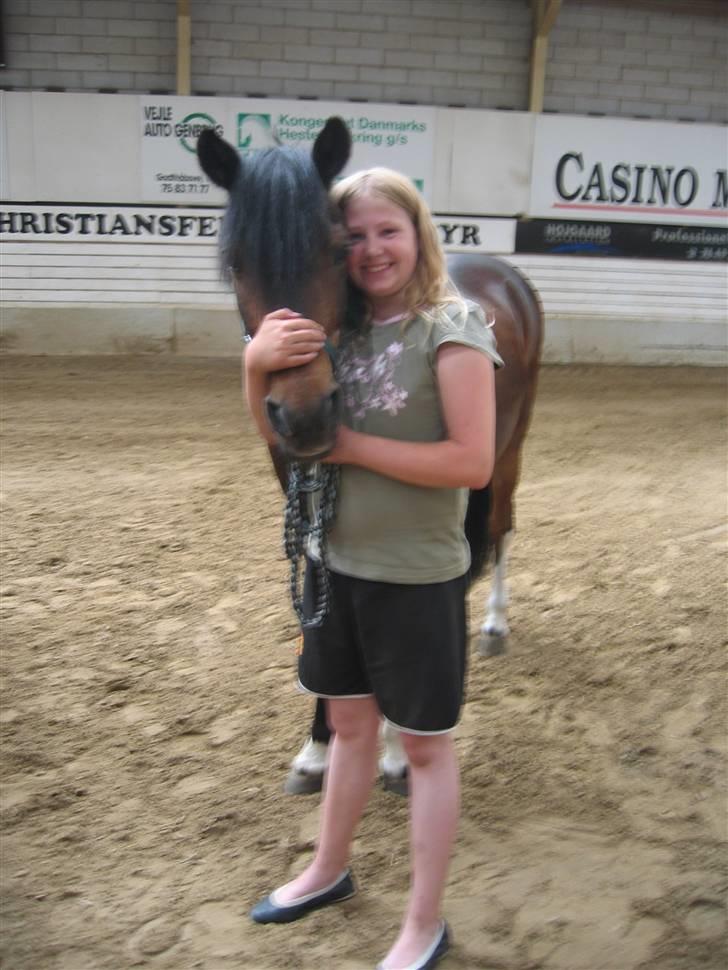 Tysk Sportspony Lillelunds Mister lover - mig og misteren inde i hal 1 på ridelejr 2009 billede 9