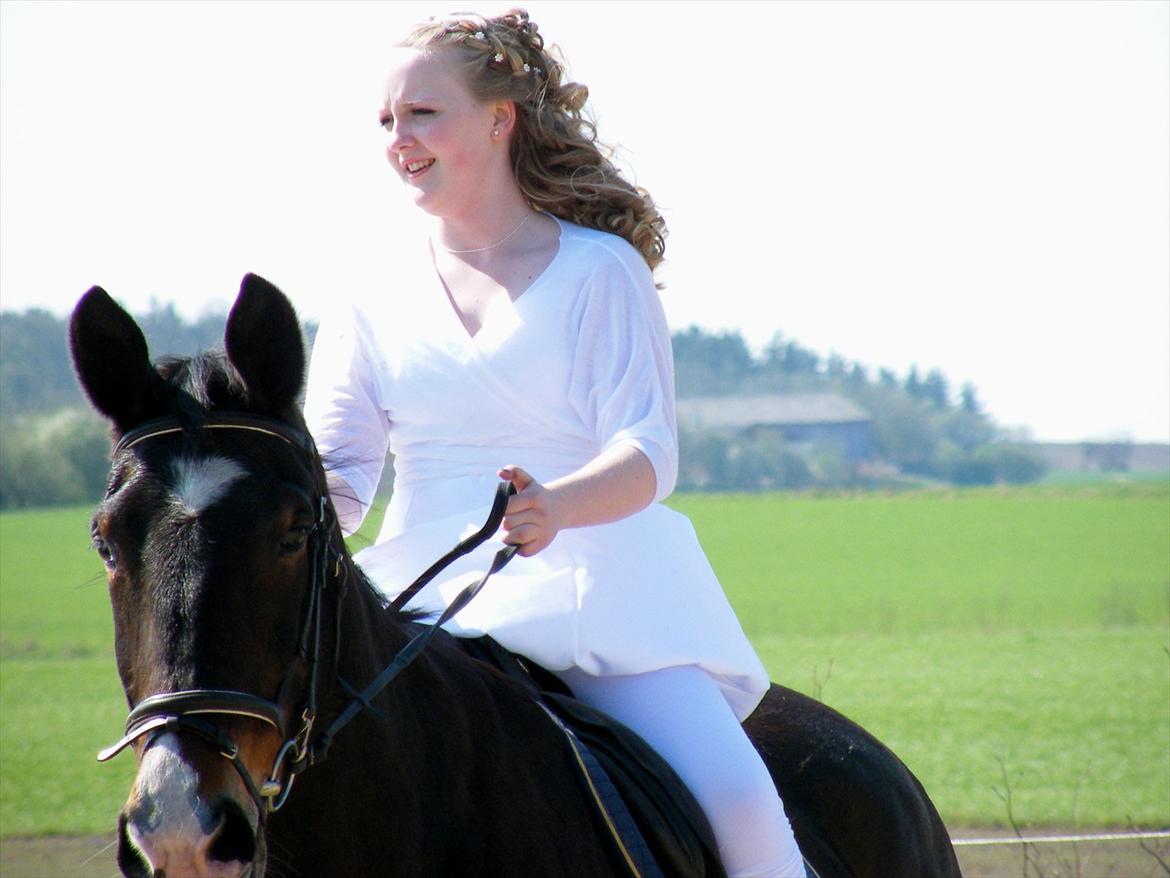 Oldenborg SUNI HEDEVANG - Konfirmation april 2011 :*<3
Mit ansigt er ret fail, men nøøj hvor er suni smuk herpå :D

Jeg holder lidt mærkeligt på tøjlen fordi at  jeg nogle dage forinden havde klemt min finger rigtig hårdt i en trailer :)  billede 12