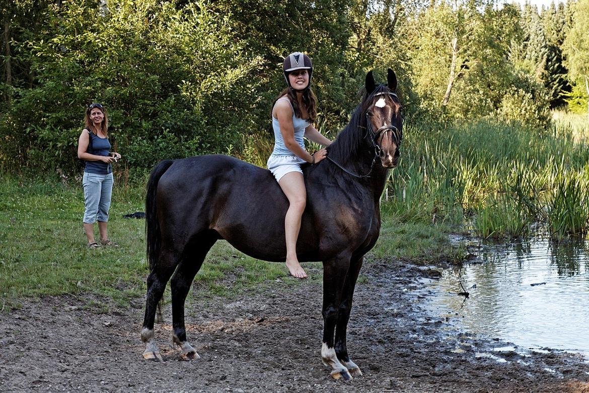 Dansk Varmblod Sazkibard S - MinShishKebab<3 - Sazki og jeg i badesøen.
Foto: Kurt Kjær Jensen FOTO.  billede 2