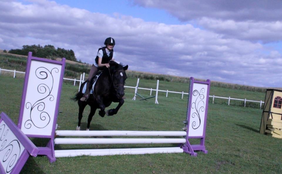 Welsh Cob (sec D) Black Magic (rideskole pony) - Første spring time uden for<3 billede 3