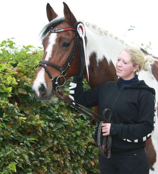 Pinto QUINTO HØJGÅRD  *STJERNE* - mig og Quinto var til JBK horse shows i Odense 2012. sprang LA**  
7. plads og det er for kat .4.5 og 6 rytter.  billede 9