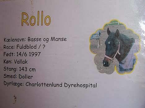 Fuldblod (XX) Rollo - Rollo´s skilt som hang på hans boks dør..  billede 4