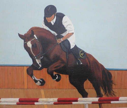 Frederiksborg Ramir - Dette er et maleri af Ramir i arbejdstøjet. Billedet viser tydeligt hans super gode springteknik. billede 18