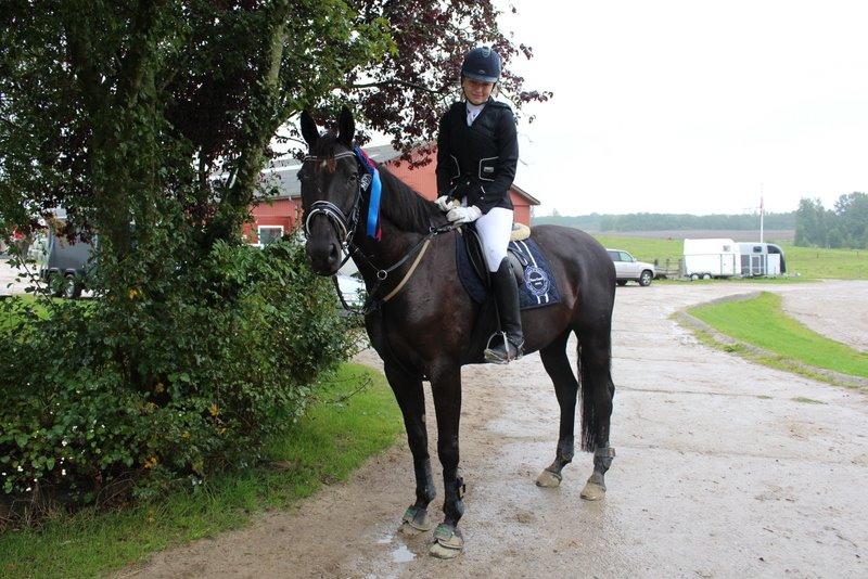 Dansk Varmblod Tekno - Tekno startede sit første springstævne, og havde en nulrundte + den hurtigste tid. Så sejt <3 billede 12