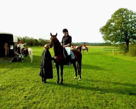 Oldenborg Møllevangs Felicia - Før jagten, snakker lige med Lena, mens Felle pigen står og puster lidt.  billede 4