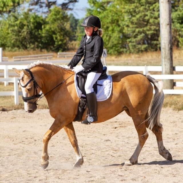 Palomino Victoria (min datters pony) - Silje og Victoria til stævne i Hodsager i sommeren 2018 billede 1