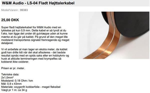 Erfaringer med W&M Audio - LS-04 Fladt Højttalerkabel