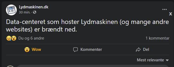 Data-centeret brændt ned 
