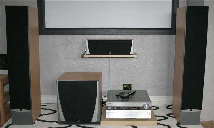 Hjemmebiograf Home Cinema - Højttaler setup omkring lærredet. billede 2