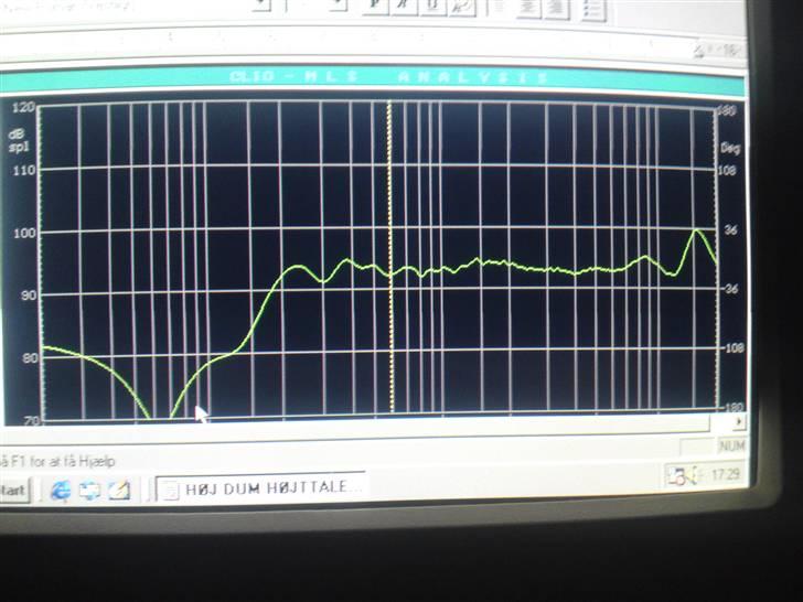 Musikanlæg Martins Hjemmebryg :) - målingen af horn højttalerne, de går dybere end der er målt, se evt. min lille video med dem. billede 12