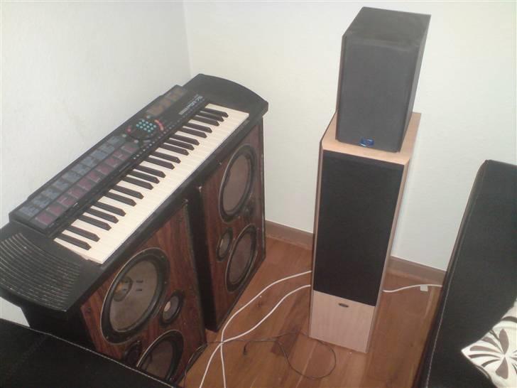 Hjemmebiograf cervin wega vs nad - dem under klaveret er et par ældre trykkammers højtaler fra jamo. de spiller kanon godt. selvom de er 25-30 år gamle billede 4