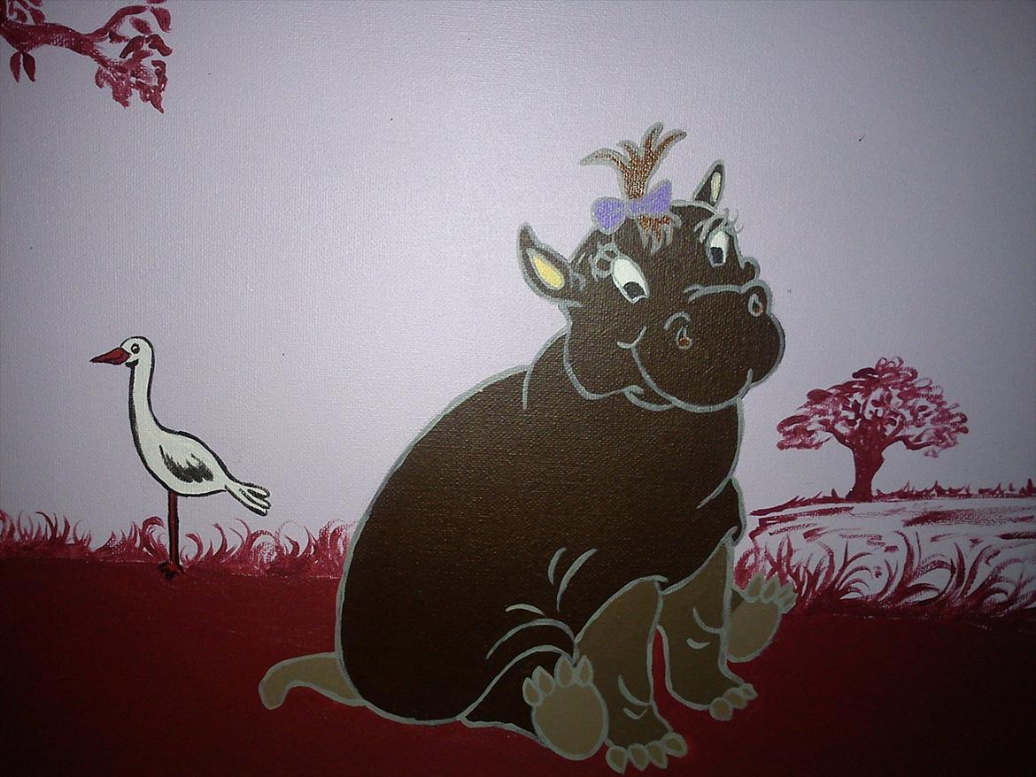 Baby-flodheste 30/8 2011 - 30/8 2011, baby-flodhesten til venstre inkl. stork :)  billede 8