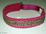 Halsbånd med tekst/navn - 
25mm pink webbing - 25mm d-ringe - pink fleece - leopard pyntebånd - pink tråd til navn