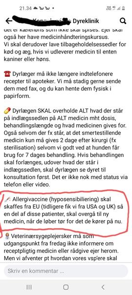 Allergivaccine efter 28/1