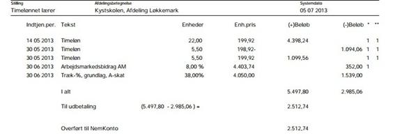 Spørgsmål ang. lønseddel
