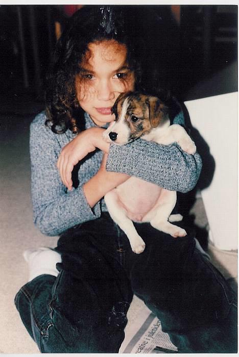 Dansk svensk gaardhund Sitta - Den dag jeg fik hende! sikke en stor mave.... billede 2