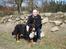 Berner sennenhund Balou - (død 2011) - Balou og "far" på tur på det militære øvelsesterræn ved Antvorskov
