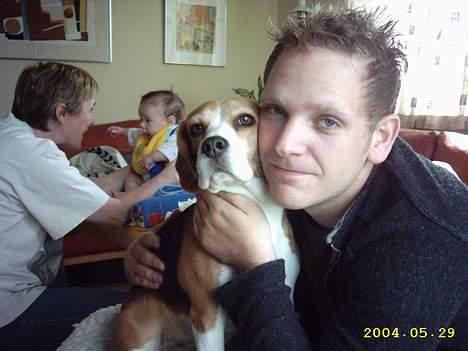 Beagle Gunhild - Et af de få billeder hvor Gunhild hygger med "far" Peter billede 9