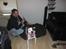 Blanding af racer Jablo - Er vildt glad for sin nye hundeseng...