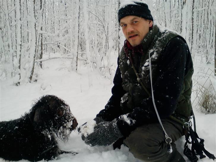Ruhåret hønsehund Tristan - Mig & Far i sneen .. billede 13