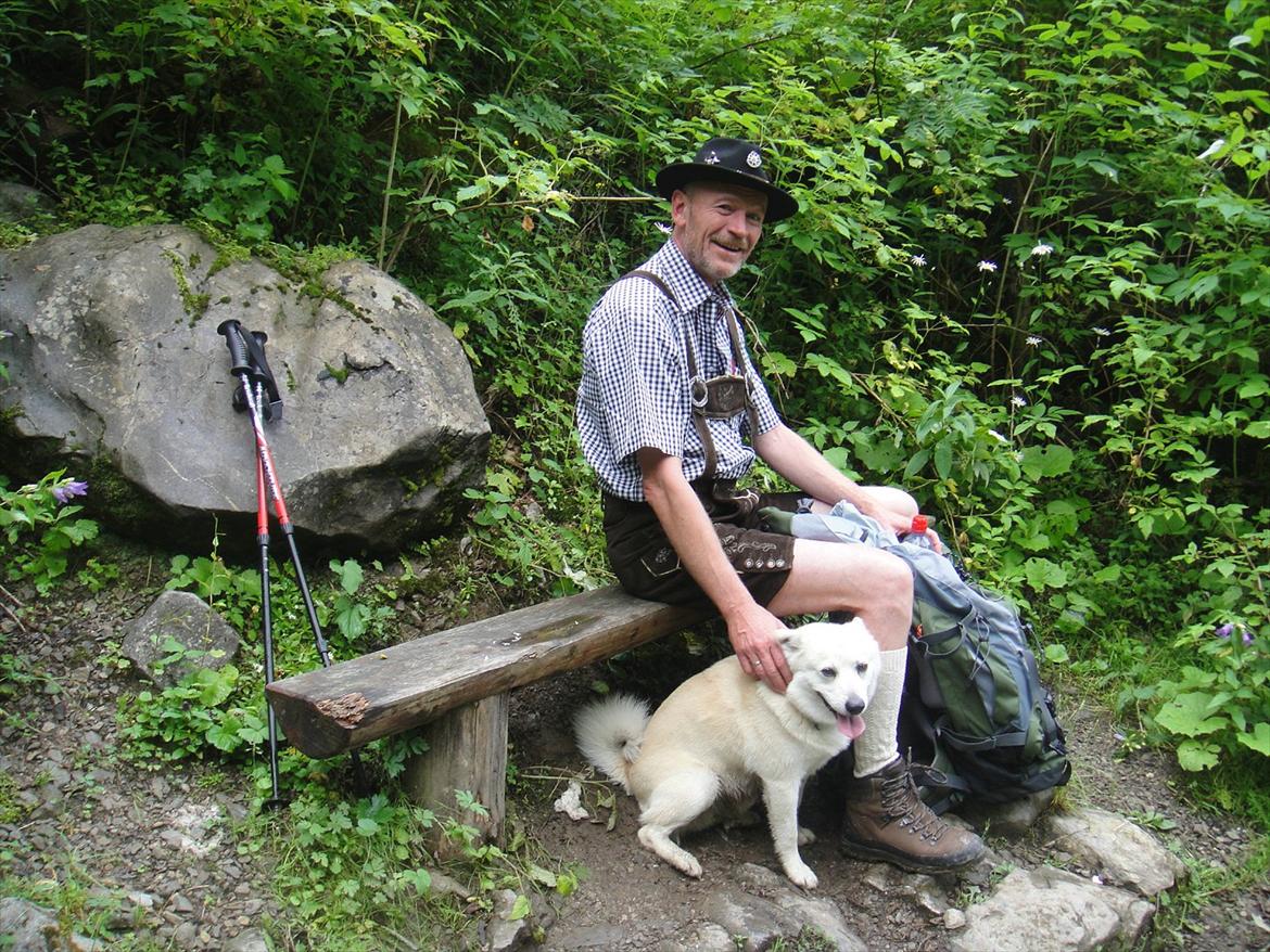 Norsk buhund Rufus - Hund og herre nyder en slapper - Østrig 2011 billede 9