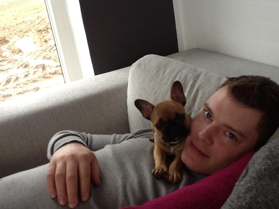 Fransk bulldog Agnes - Hygger på sofaen med far. billede 9