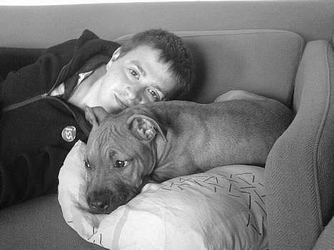 Amerikansk staffordshire terrier odin R.I.P 08/10/08 - Vi ligger og putter med far.... billede 9