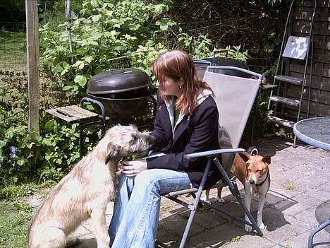 Irsk ulvehund Tara  - Min datter  Pernille  og Tara  i tæt  samtale  billede 3