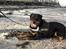 Rottweiler Fønix - Fønix ved stranden for første gang!