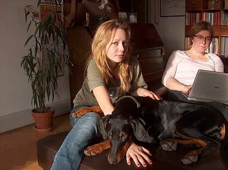 Dobermann Tempo - **NYT 17/2 - 07** Thea og Tempo hygger i sofaen <3 billede 10