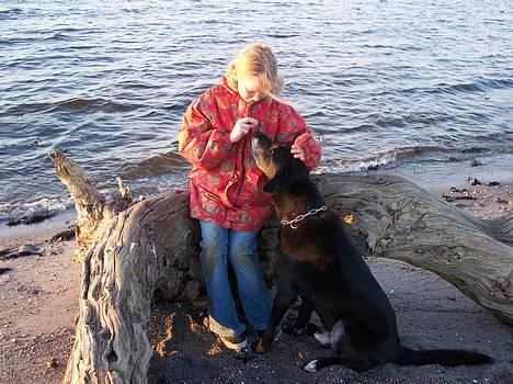 Blanding af racer Balou -aflivet(næsten 16) - Balou og mig til stranden 2007 billede 1