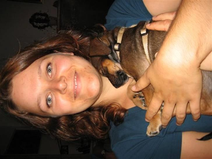 Blanding af racer  d/s gårdhund Tikka RIP - Tikka 10 uger, og mig billede 3